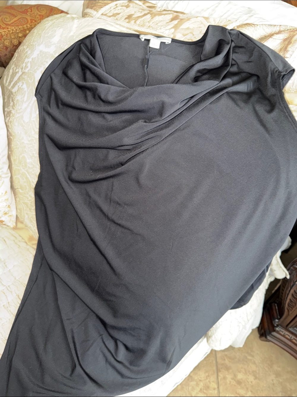 Halston large black sleeveless top slinky soft elegant